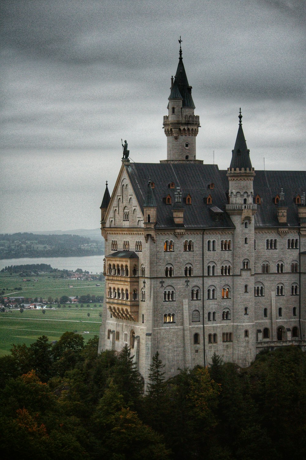 a large castle with a clock tower on top of it