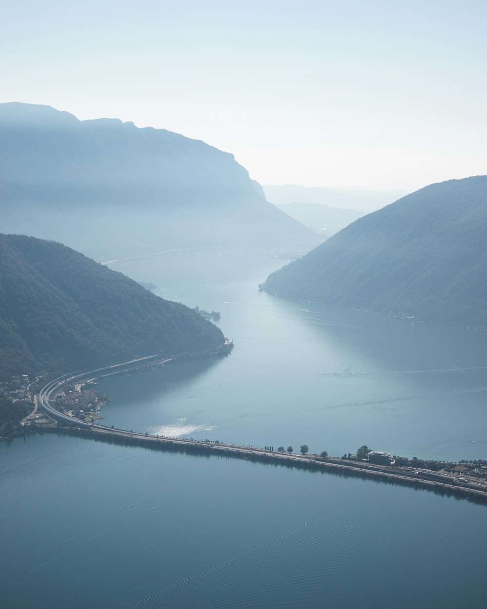 a large body of water surrounded by mountains