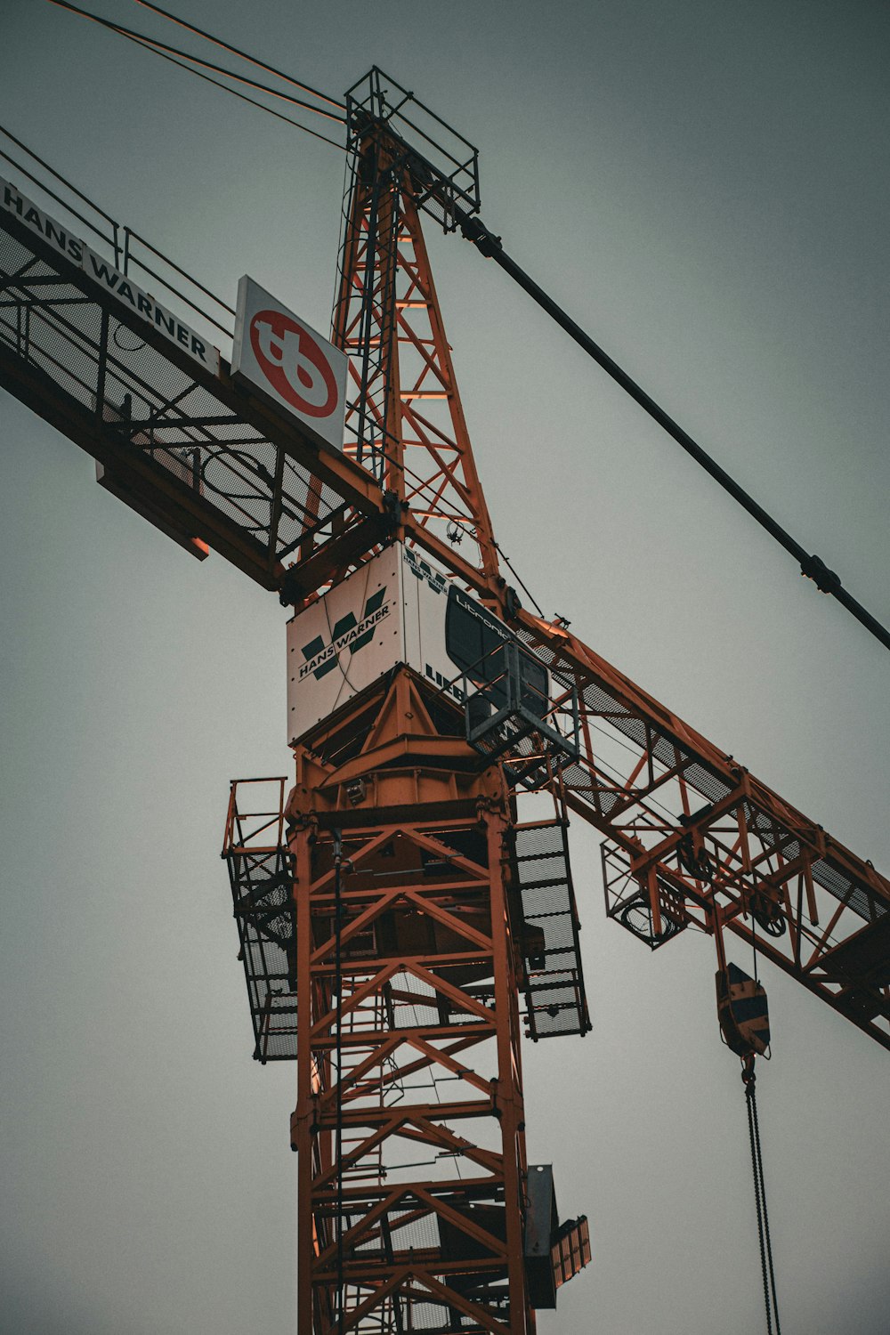 a large crane with a sign on top of it