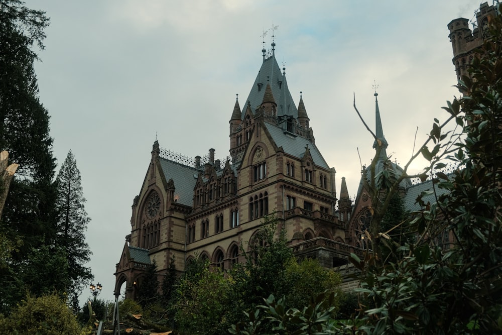 a large building with a clock on the top of it