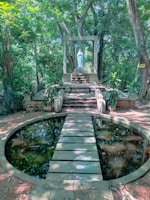 A peaceful outdoor retreat for spiritual reflection.