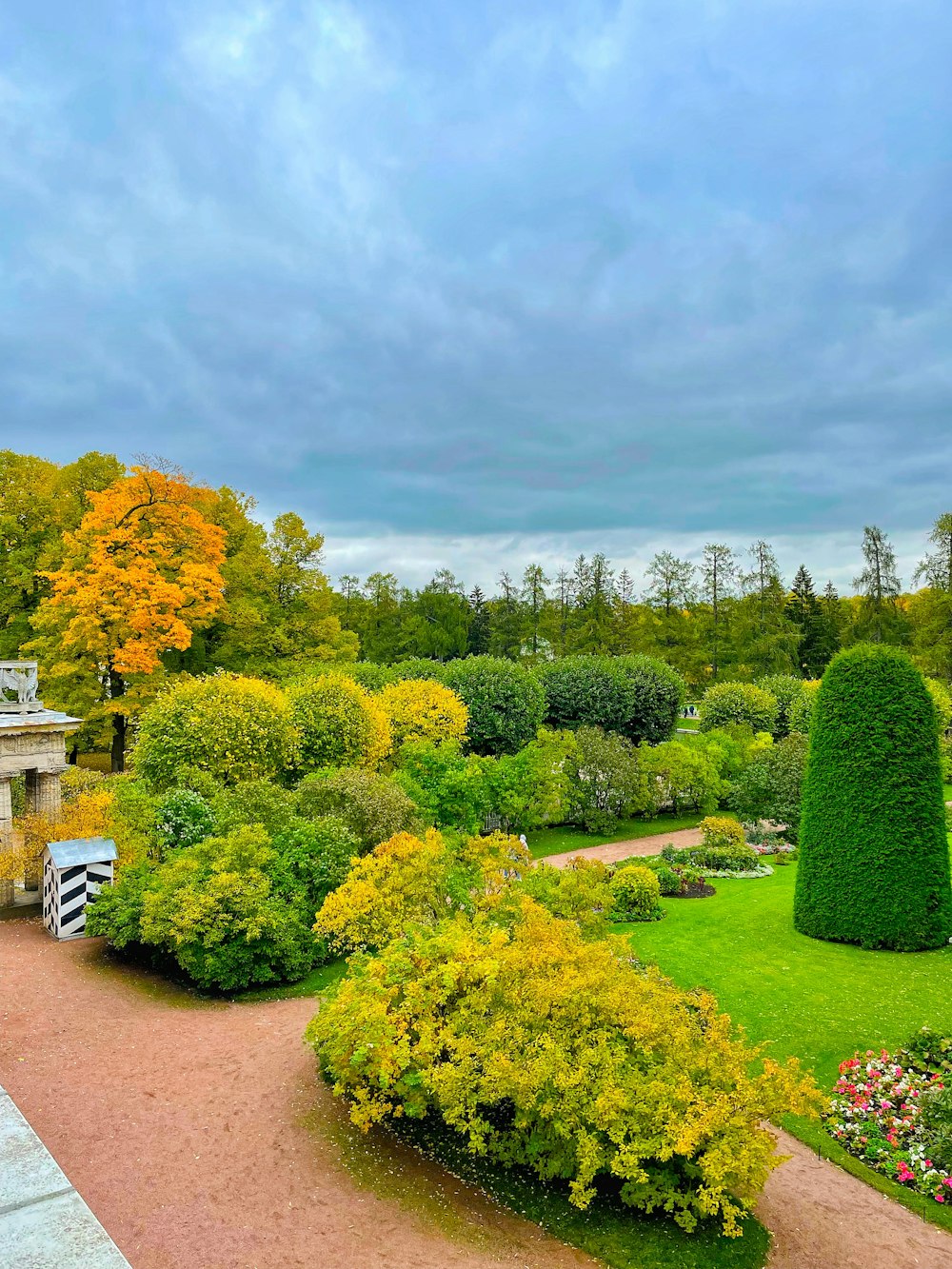 a lush green park filled with lots of trees