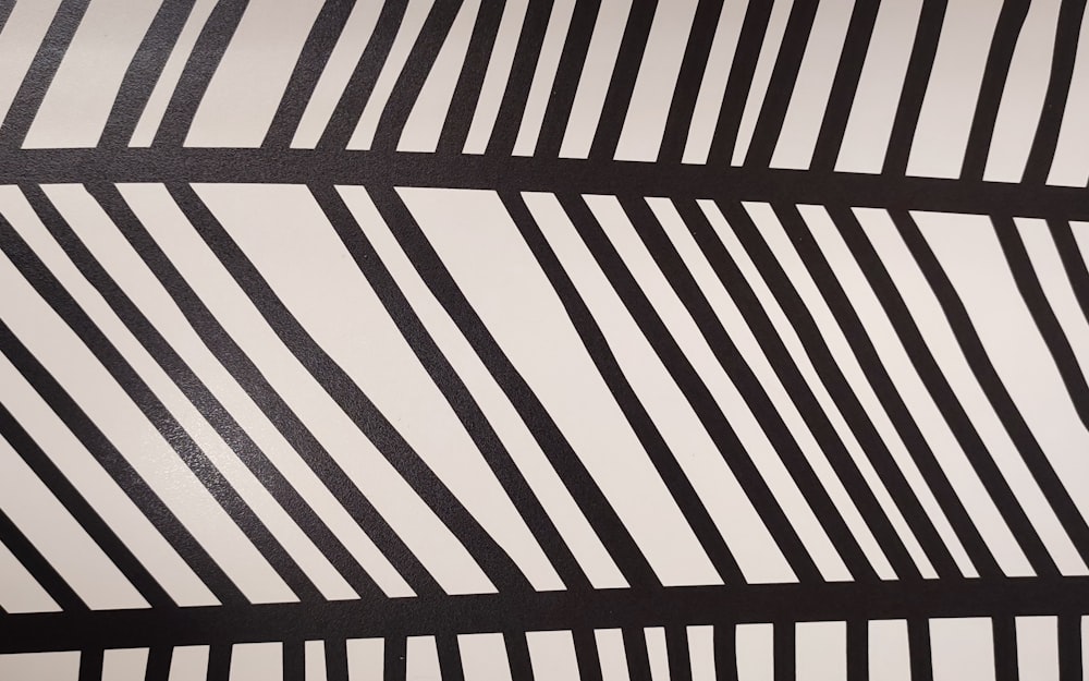 a black and white wall with lines painted on it