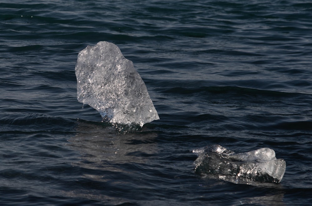 a piece of ice floating on top of a body of water