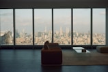 A breathtaking 3D model of a stylish apartment with panoramic city views.
