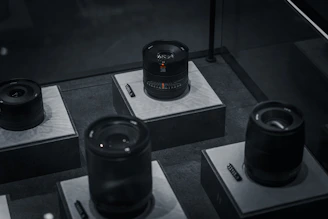 Display of various premium intraocular lenses arranged neatly on a sterile tray.