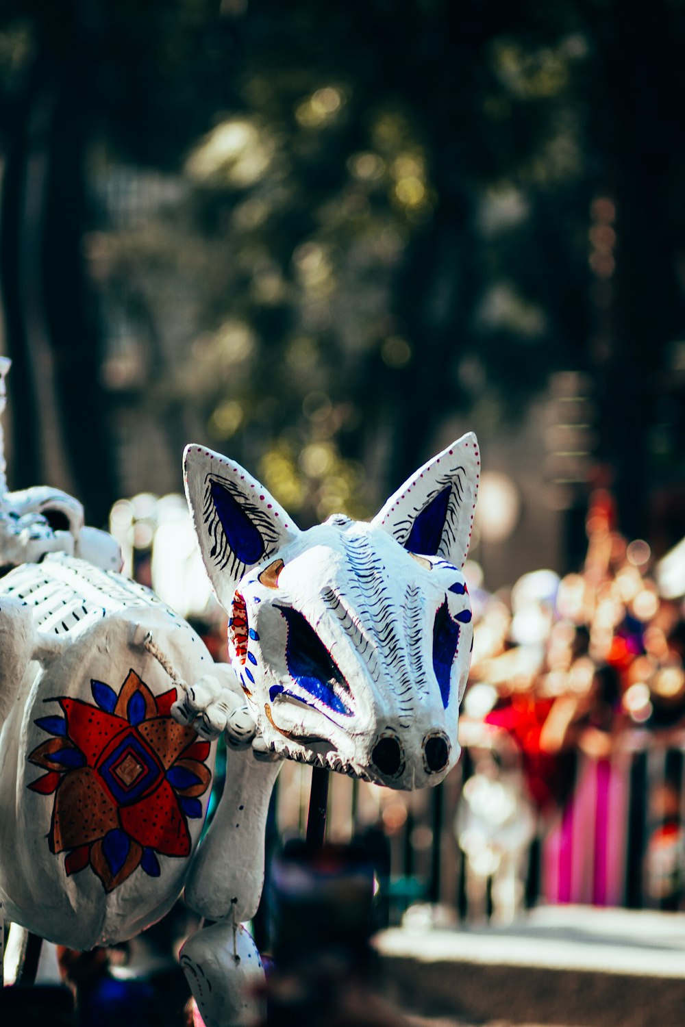 a close up of a statue of a fox