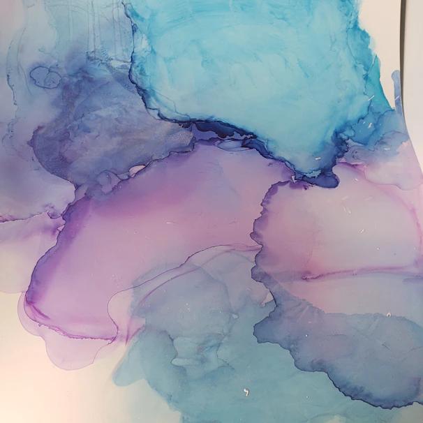 A delicate acrylic artwork featuring abstract shapes and soft pastel tones.