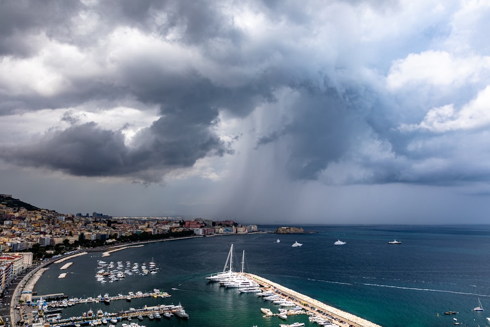 a large body of water with a bunch of boats in it