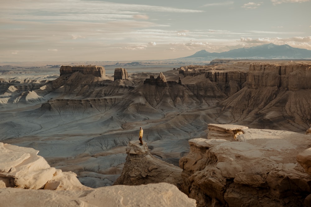 a person standing on top of a cliff