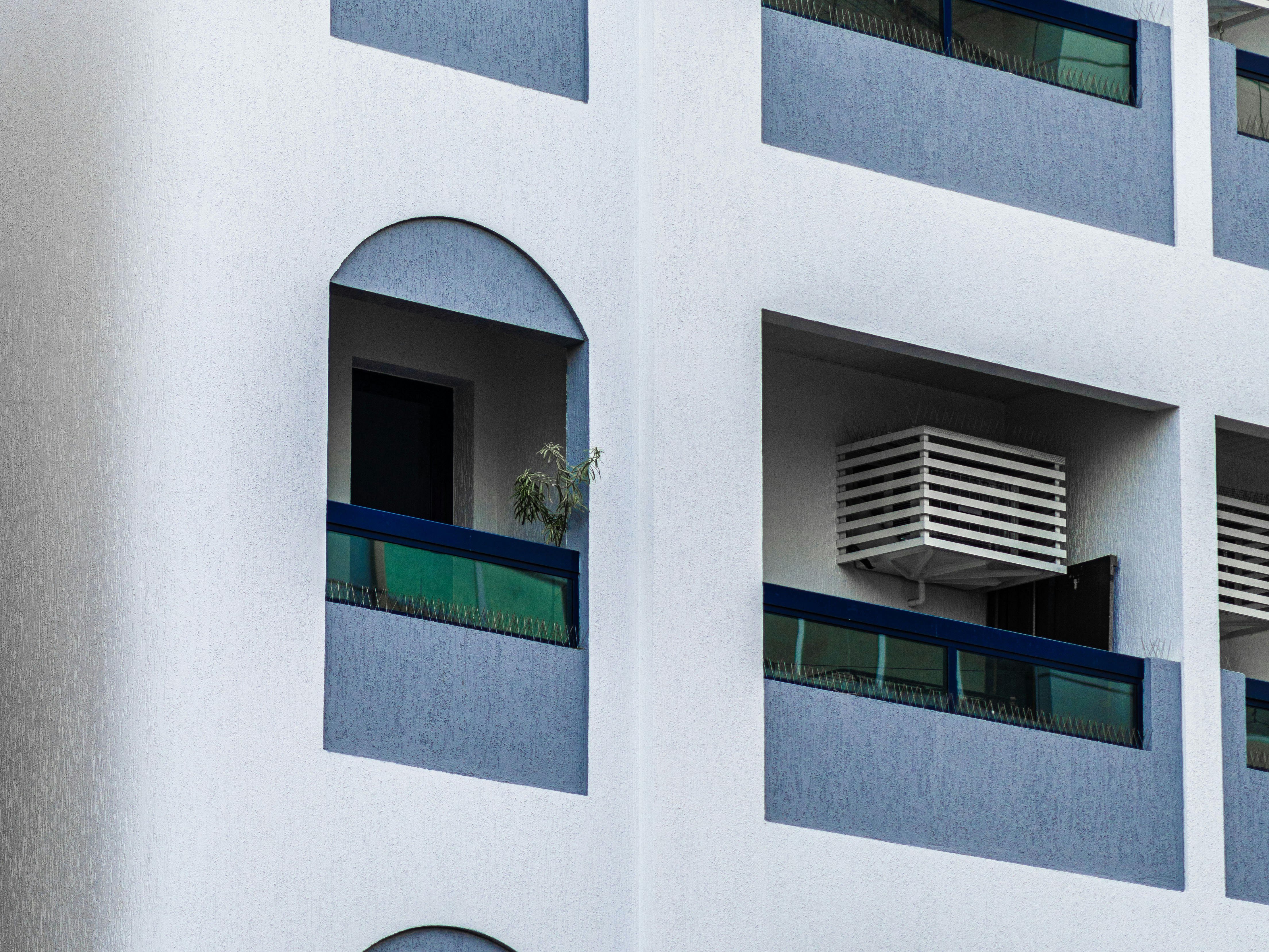 White building with balcony