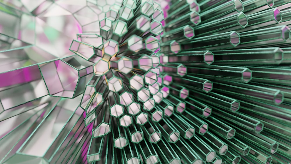 a close up of a mirror with a purple and white background