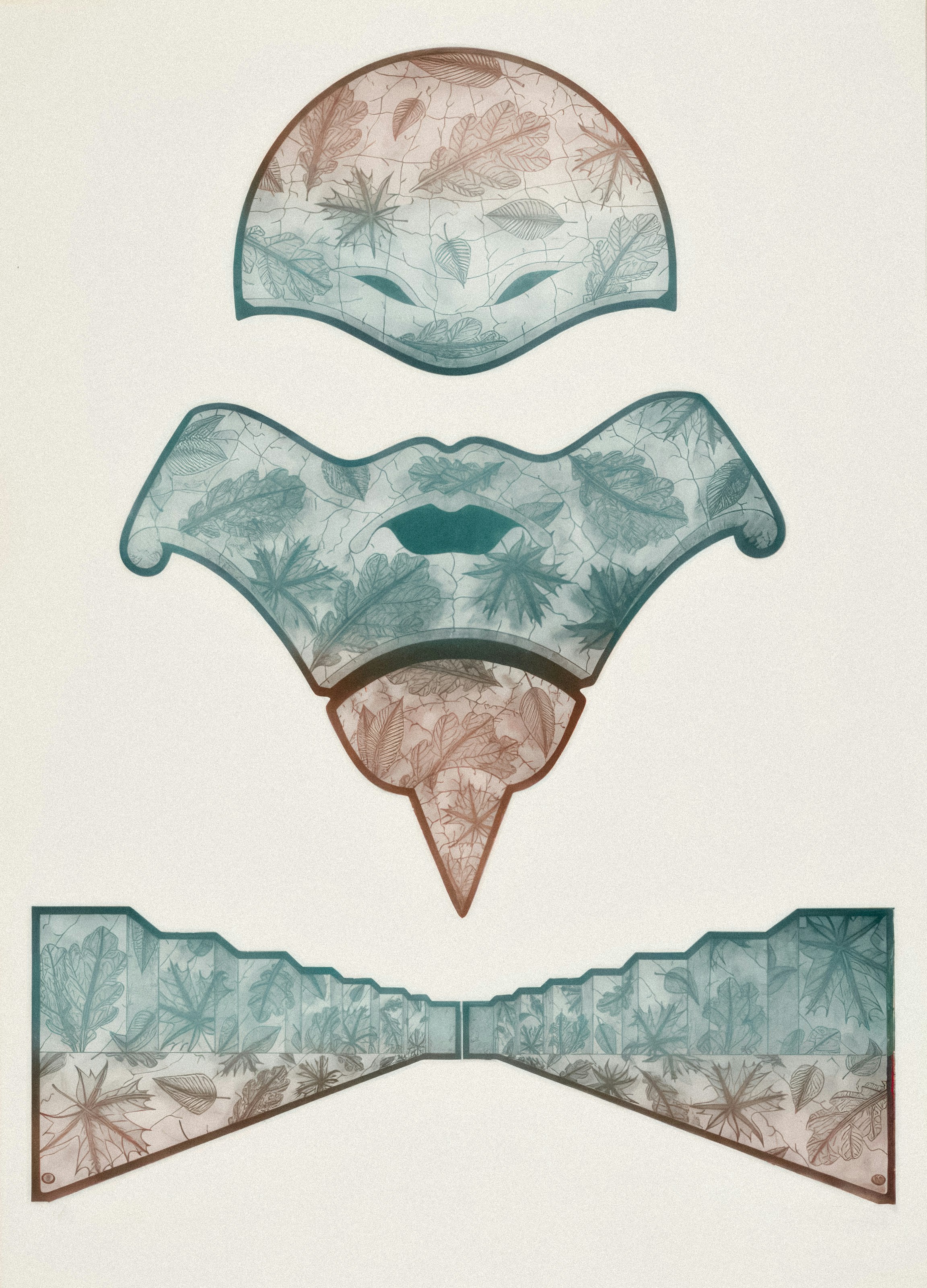 a drawing of a pair of gloves with a fish in the middle