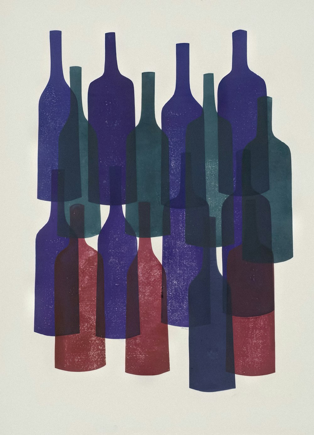 a painting of a group of wine bottles