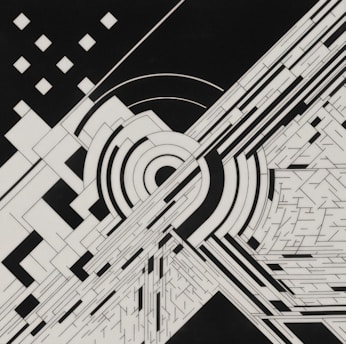 a black and white image of a geometric design