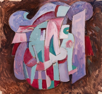 An abstract composition that blends colors and shapes creatively.