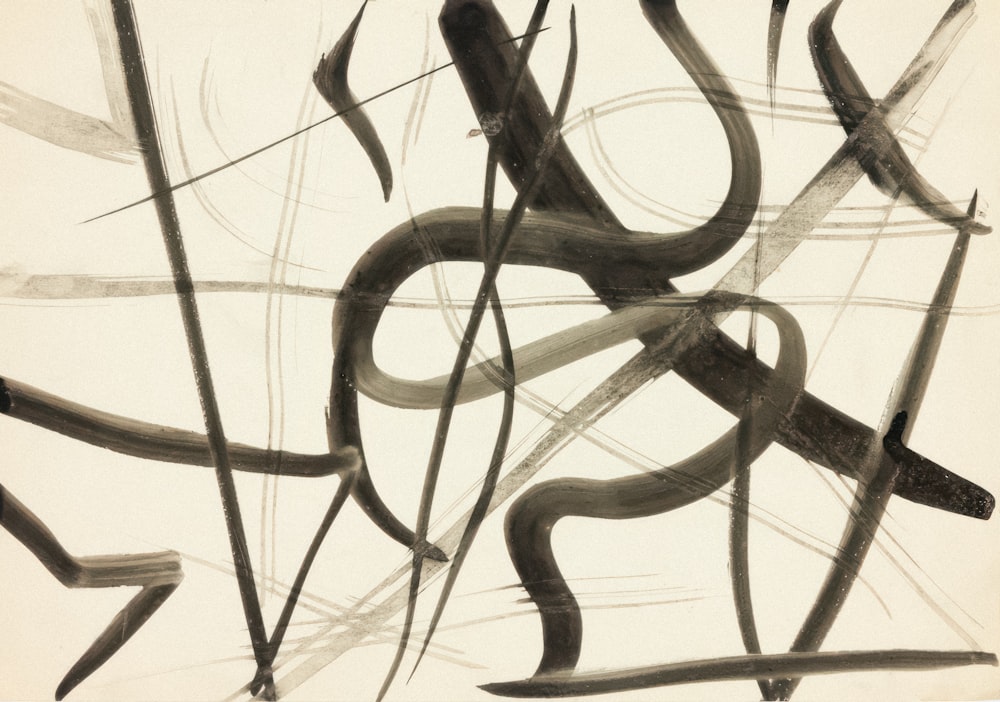 a black and white drawing of a snake