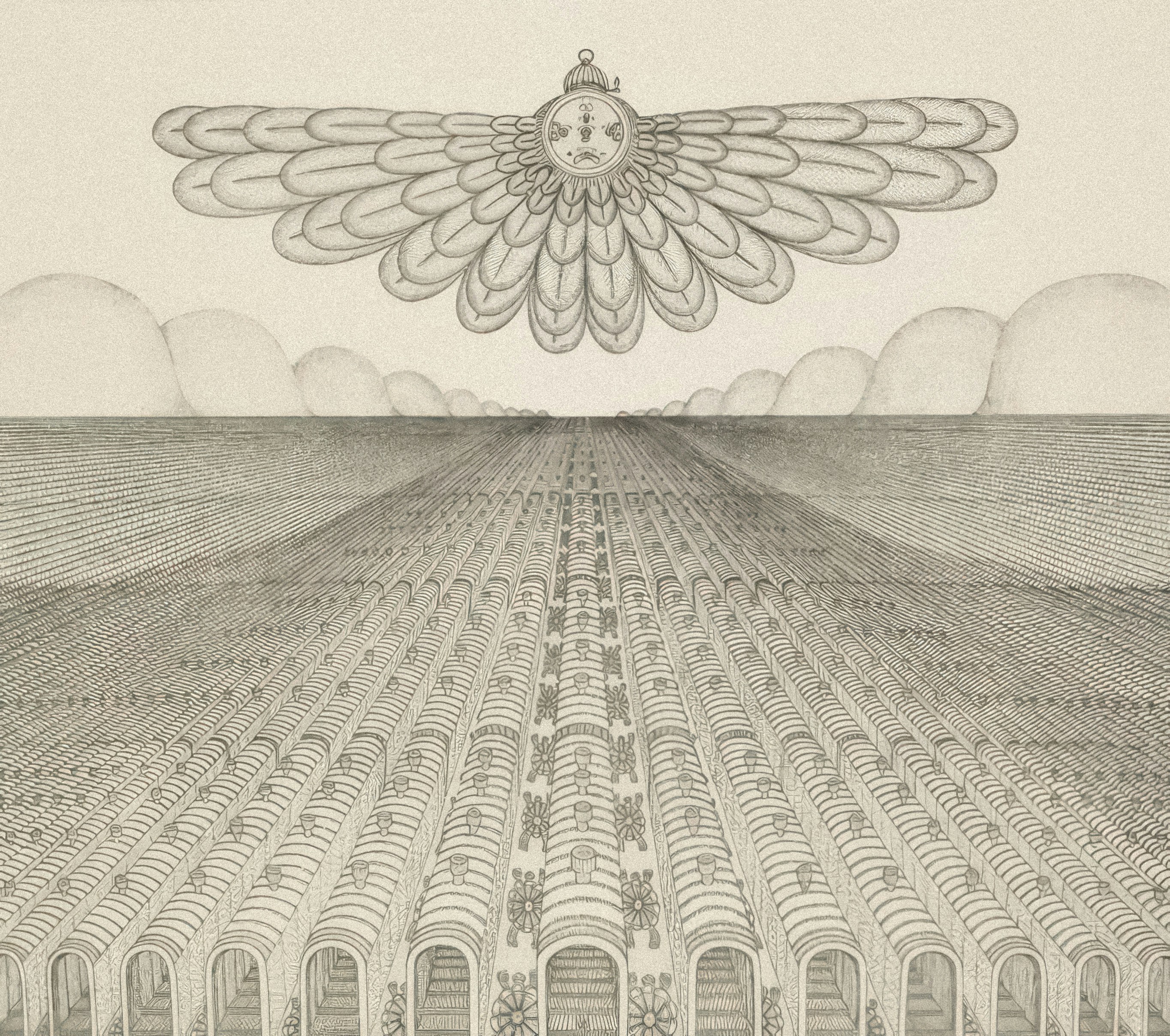 Un dessin d'un grand oiseau volant au-dessus d'un champ photo – Image  gratuite de Abstrait sur Unsplash, image size:3000x2657