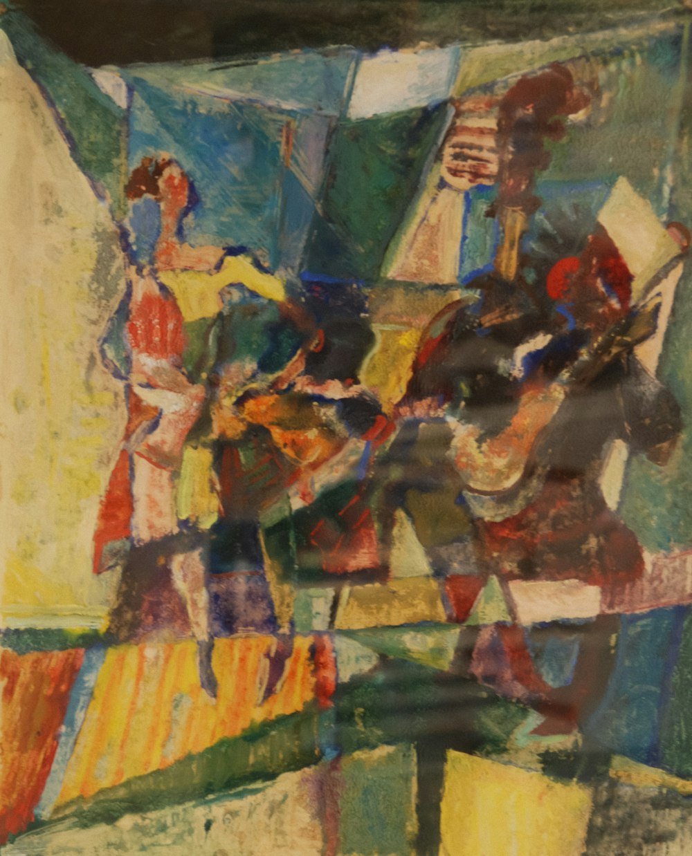 a painting of a group of people playing instruments