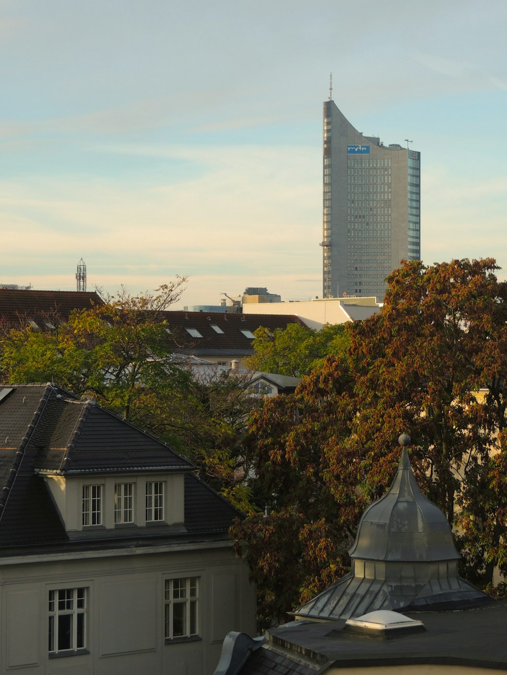 a view of a city with tall buildings