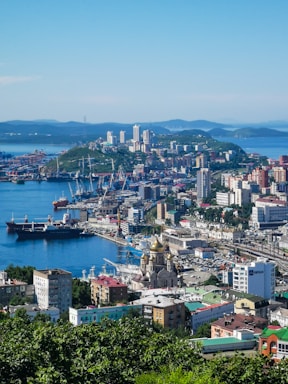 a large body of water surrounded by a city