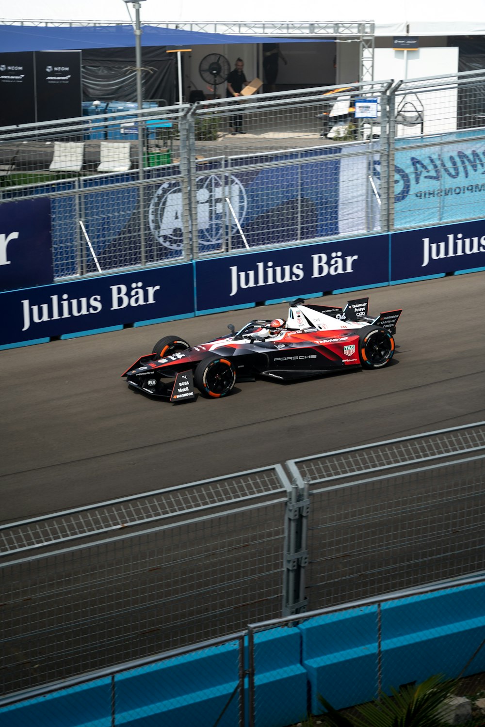 a race car driving down a race track