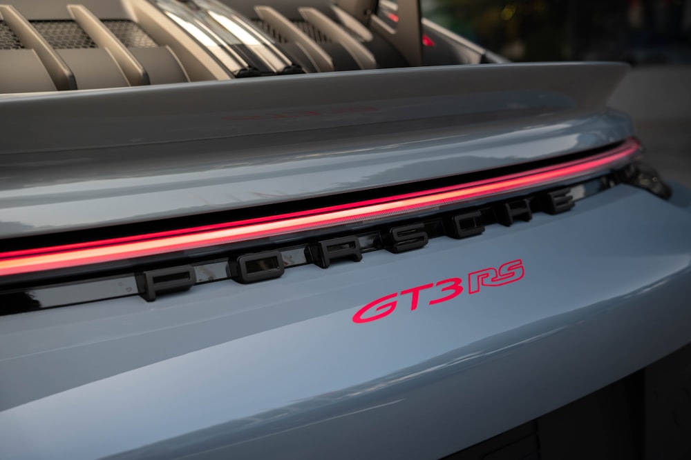 a close up of the tail lights of a car