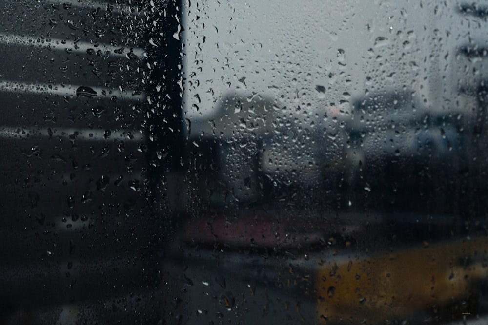 a window with rain drops on it