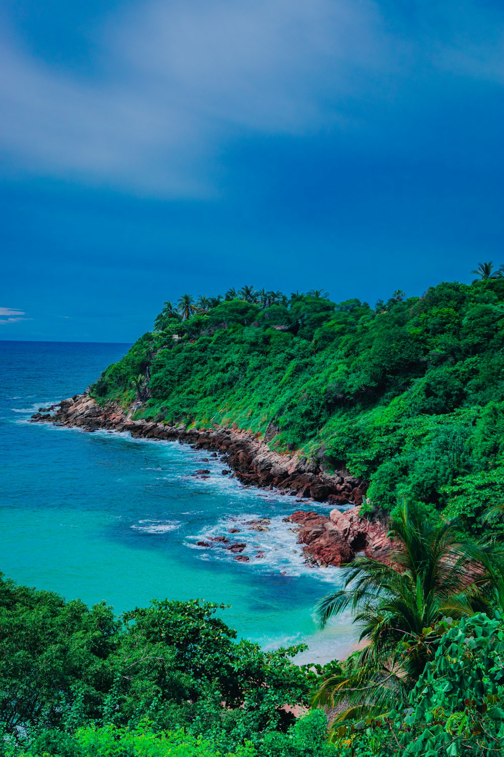 a lush green hillside next to a body of water