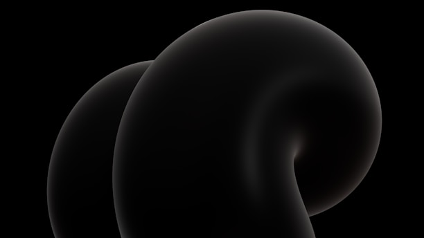 A sleek 3D-rendered black and grey abstract shape with subtle reflections, embodying modern sophistication.