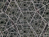 Abstract geometric pattern with hexagons in dark matte tones symbolizing technology.