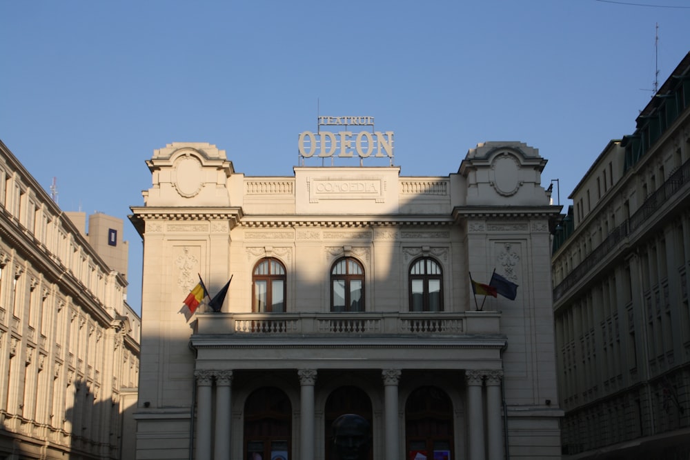 a building with a sign on top of it