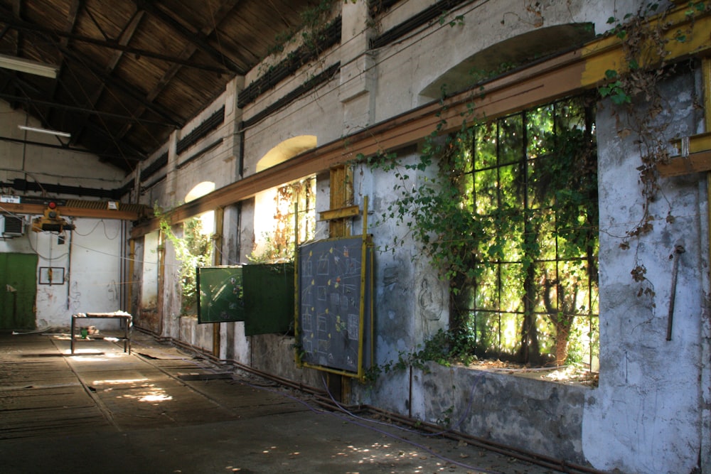 an abandoned building with a bunch of windows