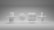 Four abstract white 3D shapes are suspended against a gray gradient background. The shapes, from left to right, include a cylindrical cross, a flower-like shape with multiple petals, a rounded clover-like form, and a sphere intersected by perpendicular cylindrical arms.