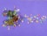 Multiple small, colorful star-shaped confetti pieces are scattered across a purple background. Three small gift boxes, decorated with green, red, and gold reflective surfaces and tied with gold string, are placed among the stars.