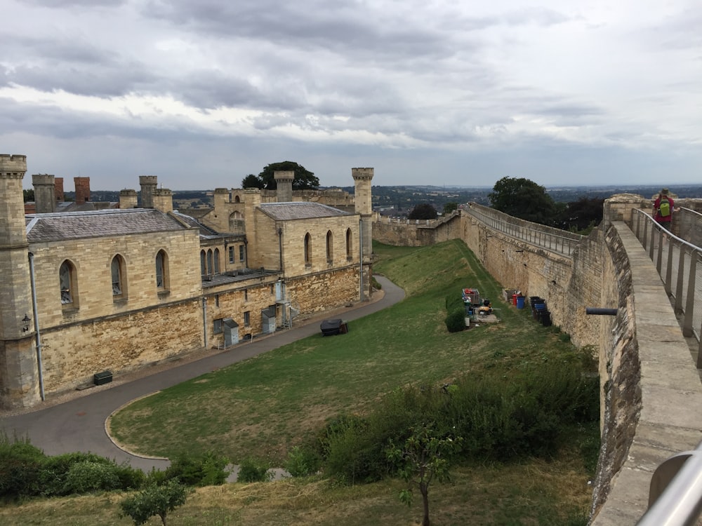 a view of a castle from the top of a hill