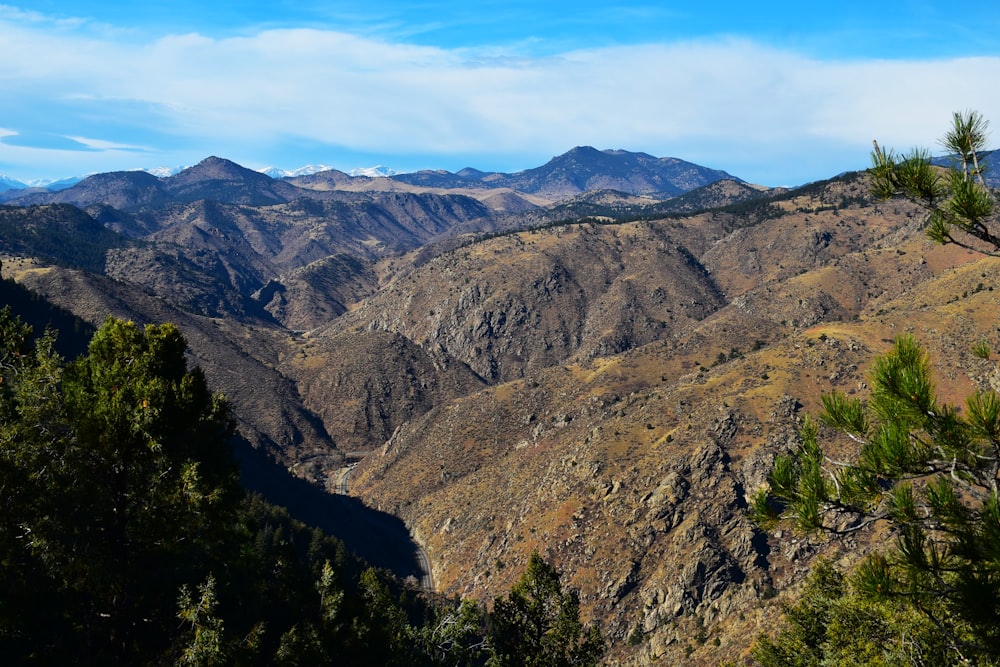 a view of a mountain range from a distance