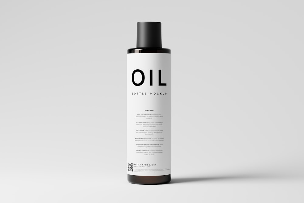 a bottle of oil on a white background