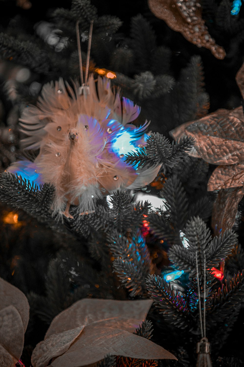 a close up of a christmas tree with decorations
