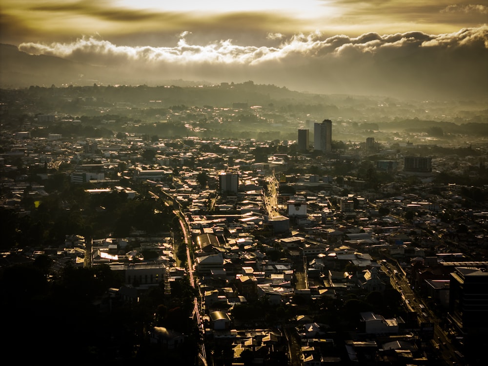 a view of a city from a very high point of view