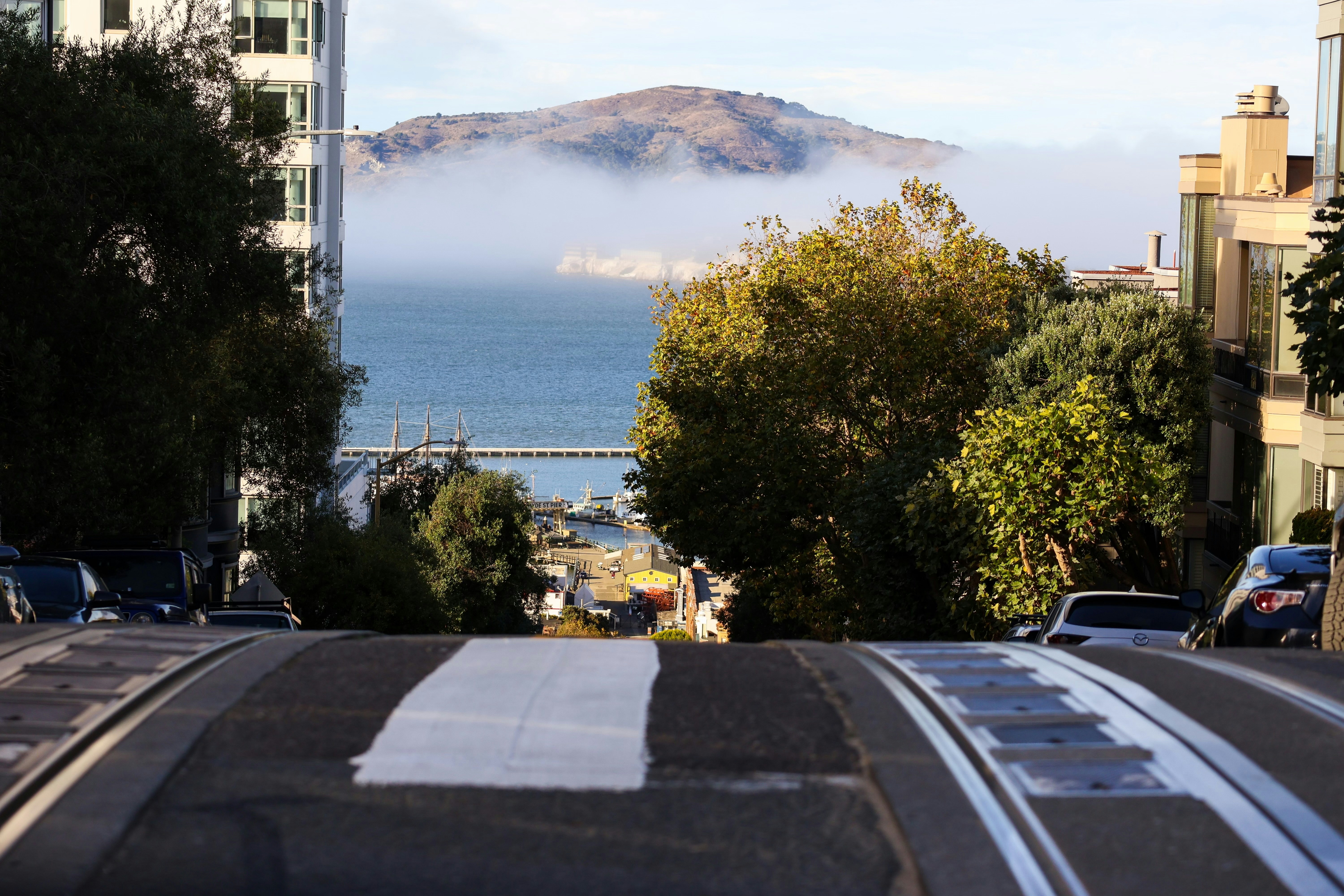 Street in San Fransisco Overlooking Alcatraz