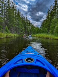 Families bonding over an ocean kayak expedition with calm blue waters and a clear sky.