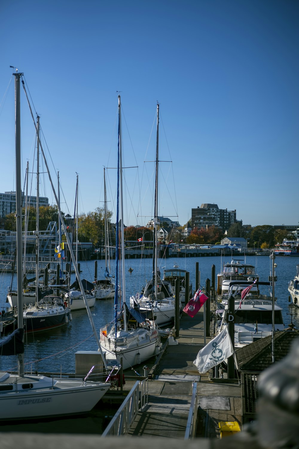 a harbor filled with lots of boats on a sunny day