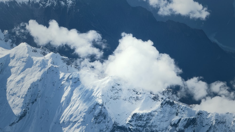 a view of the top of a snowy mountain