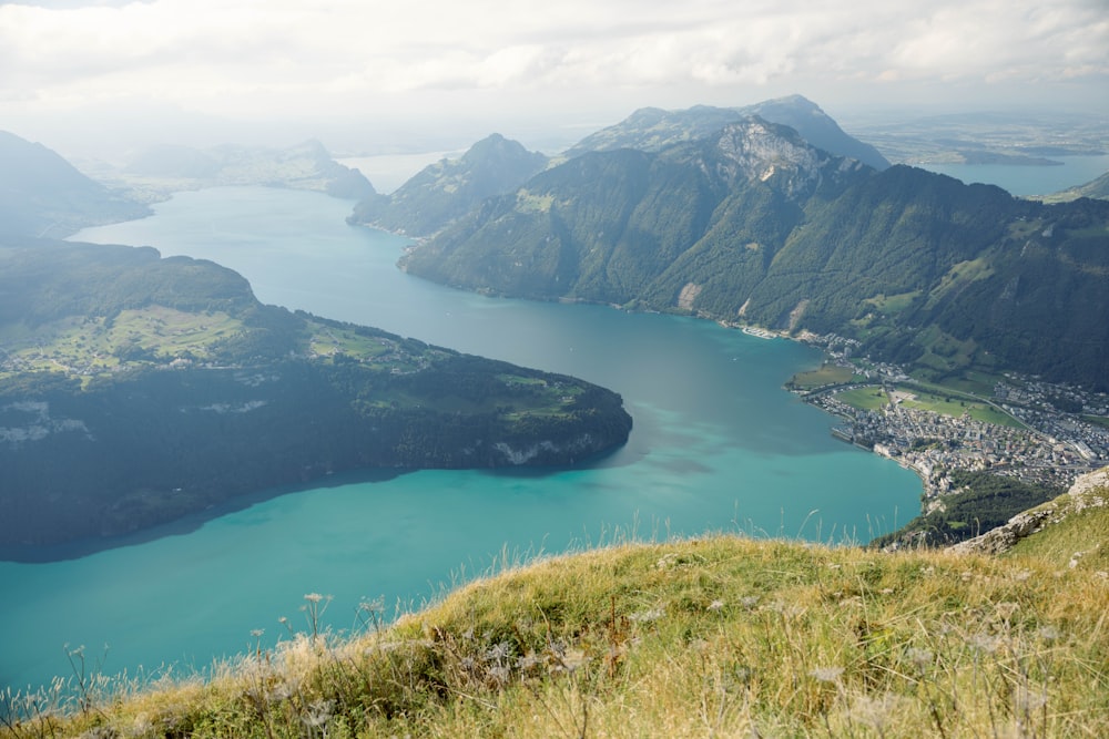 a large body of water surrounded by mountains