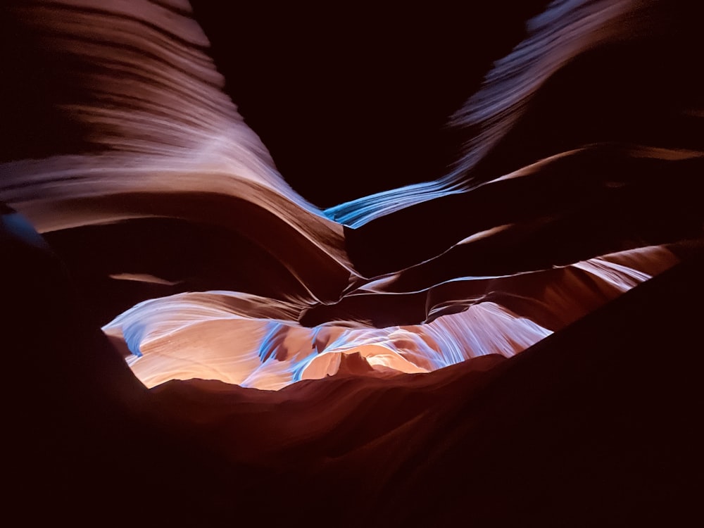 a view of a canyon in the desert at night