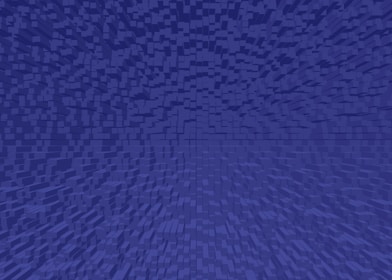 A digital artwork featuring a pattern of small, uniformly-shaped cubes arranged in a gradient, creating a sense of depth and perspective. The cubes are uniformly colored in shades of blue.