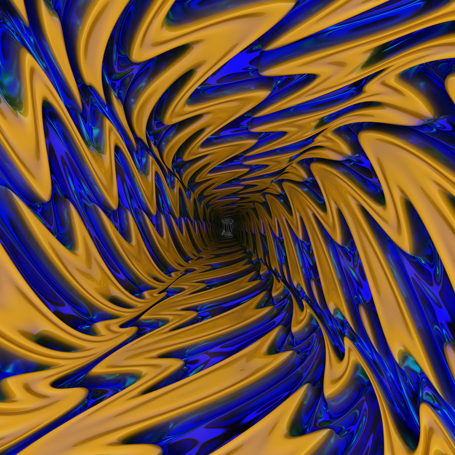 an abstract image of blue and yellow swirls