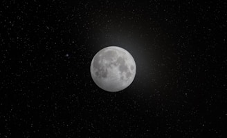 A serene night sky filled with twinkling stars and a glowing full moon, symbolizing the connection between the cosmos and numerology.