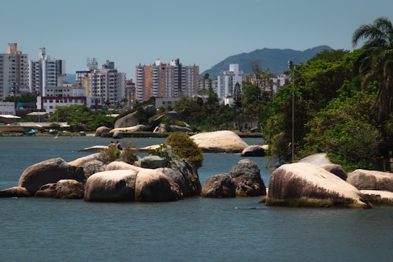 A scenic view of Vancouver's skyline with mountains and ocean in the background.